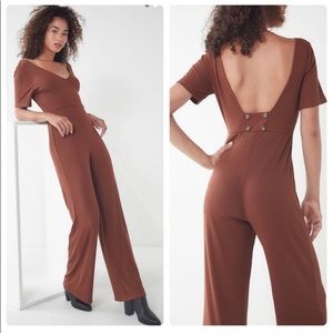 Urban Outfitters Ribbed Knit V-Neck Jumpsuit